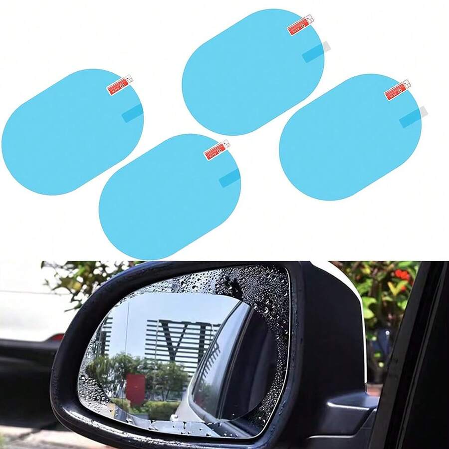 Car Rearview Mirror, Left Rearview Mirror Rain Repellent Film - Enhance Safety And Visibility, Allows Driving In Rainy And Foggy Weather, Full Screen Anti-Fog And Anti-Rain Film - A - View 1