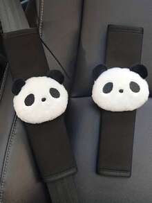 Cute Panda Head Car Seat Belt Shoulder Pad Set Interior Lady Protective Cover Against Scrag Four Seasons. - Panda - View 5