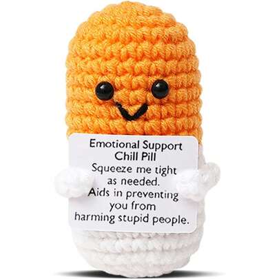 1pcCute Orange Pill Crochet,Handmade Capsule Knitted With Inspirational Card, CNA Nurse Appreciation Keepsake For Nurses,Doctors, Pharmacists, RN, LPN, Office...