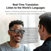 Gafas inteligentes con IA 2026 nuevas con cámara de 2MP/Cámara/Traducción inteligente con IA/Traducción multilingüe/Respuesta inalámbrica/Rechazo/Reproducción de música/Asistente de voz/Grabación/Grabación de video y talla grande funciones - Ver 7