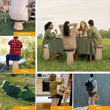 Ultra-Comfortable Portable Outdoor Folding Stool With PU Cushion - 12-Level Adjustable, 500.01 Lbs Weight Capacity, Beige & Black, Perfect For Camping, Fishing, Hiking, And Barbecues, Camping Gear | Adjustable Stool | Durable Construction, Camping Stool - Màu be - Xem 5