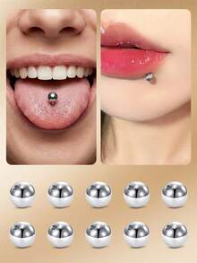 14G 16G Replacement Balls For Piercing Jewelry 10Pcs Externally Threaded 316L Stainless Steel Balls Industrial Barbell Tongue Nipple Navel Belly Button Piercing Rings Parts 3mm 5mm - Light Ball - View 2