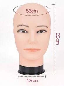 可调节黑色支架模特头，适用于发型设计和化妆培训，经久耐用且逼真，易于组装 - 查看 6