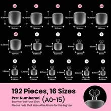 Beetles 16 Sizes 192 Pcs Square Toe Nail Tips - Full Cover Fake Acrylic Toenails, Pre-Etched Double Matte Press On, Soft Gel Toe Nail Extensions For Women - Square Short 192pcs (Toe Nail Tips) - 查看 3