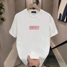 Nueva camiseta popular de manga corta para hombre, de algodón puro de alta calidad, estilo urbano americano de verano, moderna y elegante, holgada y casual para jóvenes. - [Tres 888 antes y después] Negro - Ver 6