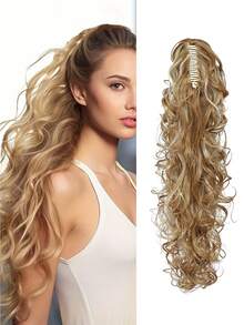 Tóc giả dài 22 inch màu nâu pha nâu đậm, kiểu tóc xoăn tự nhiên, kẹp cài, thích hợp cho phụ nữ và bé gái sử dụng hàng ngày (22 inch - xoăn). - Nhiều màu - Xem 8