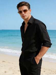 Prada Men's Large Square Frame, Black Acetate Frame, Luxurious Designer Style, Perfect For Summer Beach And Street Fashion. - Black - View 2