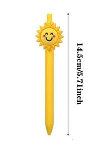 10pcs Sunflower Design Ballpoint Pens, 0.5mm Refill, Cute & Girly, Suitable For Writing, Gifting, Office, Drawing, High-Quality Reward/Prize - Multicolor - View 2