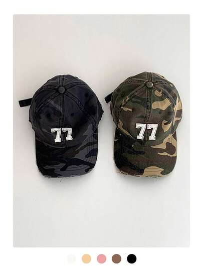 Gorra de béisbol con visera curva y parte superior suave con estampado de camuflaje, marca de ropa urbana retro estadounidense, gorra de béisbol ajustable de camuflaje unisex para todas las estaciones