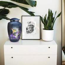 Memorials Urns For Human Ashes Adult Female And Male, Decorative Burial Urn, Funeral Cremation Urns For Women And Men - Large Hummingbird - Gray - View 5