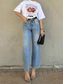 Women's Casual Elegant Fashion Patchwork Skinny 7/8 Length Jeans Spring - Light Wash - View 1