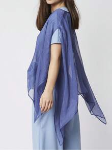 Women Chiffon Sheer Bridal Shawl For Wedding Dress 3 Multi-Ways Shawl Bridesmaids Cape Capelet Scarf - Màu xanh đậm - Xem 5