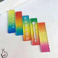 1 set de règle en acrylique, règle de poche de couleur bonbon, mini règle avec motif vague pour agenda, transparente - Règle aux couleurs de bonbon - Voir 7