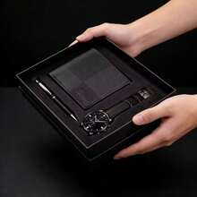 Gift Box Set, New Year Gift, Wedding Gift, Birthday Gift, Christmas Gift, Gift For Lover, Father, Teacher, Company Annual Meeting, Employee, Business Men Classic Fashion Quartz Watch + Wallet + Pen + Gift Box - Brown - View 6