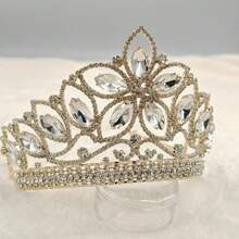 Corona brillante para princesa de XV años Forma de Flor - Dorado - Ver 6