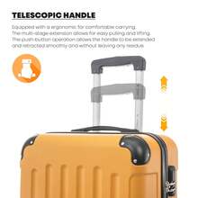YONSLY 4-Piece Wheeled Suitcase Set With 360° Wheels, Combination Lock, Robust Double Zipper, Mesh Pocket, Soft Rubber Handle, 16/20/24/28 Inch Trolley Suitcase, Hard Shell Carry-On Luggage Set (4-Piece Set, S, M, L & XL) - 橘色 - 查看 5