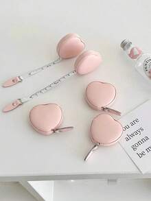 1 pieza Cinta métrica retráctil de cuero PU con forma de corazón, 150 cm (59,06 pulgadas) Regla multifuncional mini, Cinta métrica de cuero para la cintura, Portátil para uso doméstico - Rosa - Ver 2