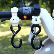 1pc Cute Cartoon Donkey Design Baby Stroller Hook, Nylon Strap Stroller Hanger Accessory - Multicolor - View 3