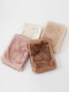 1pc Faux Fur Bridal Shawl With Collar, Autumn/Winter Cape For Wedding Dress, Scarf - 雙色杏色 - 查看 6