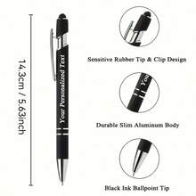 12pcs Personalized Metal Pen With Stylus - Customized Logo/Name/Text - Retractable Ballpoint Pen, Durable Metal Structure, Ergonomic Grip - Ideal Office Gift - Multicolor - View 2