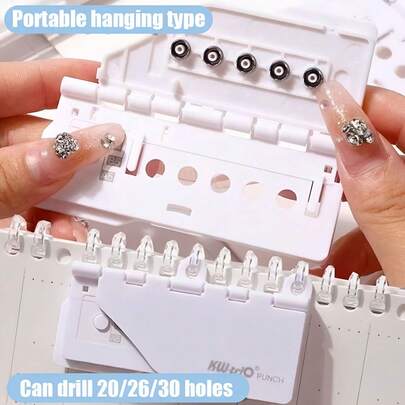 1个卡片式5孔打孔器，便携式活页纸打孔器，适用于A4/B5/A5纸张尺寸，是装订笔记本、DIY剪贴簿的理想选择。