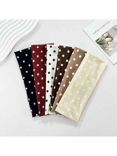 1 chiếc băng đô nữ in chấm bi mềm mại, chống trượt, phụ kiện tóc thể thao yoga co giãn, đa năng dùng hàng ngày và trong các dịp lễ, khăn trùm đầu thanh lịch cho trang phục mùa thu/đông và các ngày lễ.