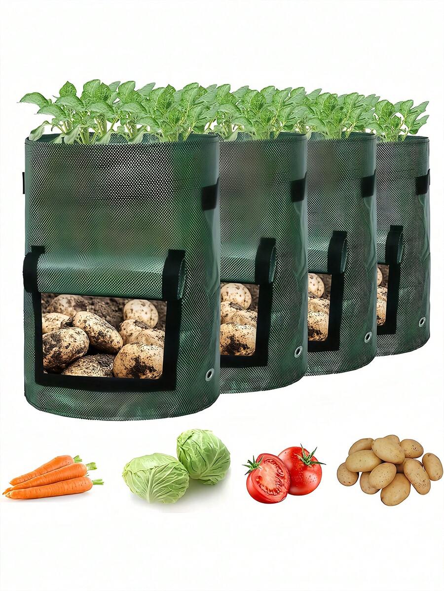 Sacs de culture, bacs à pommes de terre avec rabat et poignées, pots de jardin en tissu durable et résistants, convenant à la plantation d'oignons, de fruits, de tomates, de carottes, de légumes. Sacs de plantation de jardin pour usage extérieur, avec trous de drainage. Idéal pour Pâques, plantes, jardinage, jardinières d'extérieur, décoration de la maison, décoration de jardin, balcon, décoration de cour