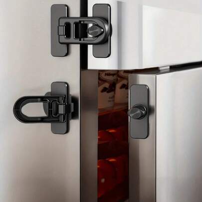 1pc Refrigerator Safety Lock - No Drill Self-Adhesive Safety Lock Suitable For Refrigerator, Oven Doors - Safety Strap Design, Comes With Strong Residue-Free Sticker