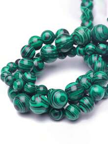 1串天然石珠，绿色孔雀石宝石圆形散珠，水晶能量石，具有疗愈功效，适用于珠宝制作、DIY手链饰品，尺寸：4、6、8、10毫米 - 彩色 - 查看 2