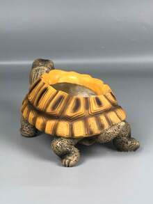 1pc Realistic Turtle Shaped Planter, Handpainted Resin Material, Durable Weatherproof Outdoor Decor For Patio, Balcony, Garden, Pond, Aquarium, Can Plant Succulents, Rustic Home & Garden Ornament, Housewarming Gift - Flowerpot - View 6