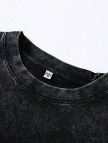 Camiseta de algodón peinado de 230g con gráfico de motociclista esqueleto, llama y estrella roja, top de manga corta de estilo callejero Y2K, top de cuello redondo de verano, adecuado para uso casual diario de verano, ropa de calle para jóvenes, unisex - Negro - Ver 3