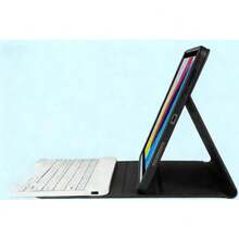 TenYide Solid Color Black Leather Flip Pad Cases With Keyboard, Book-Style Tablet Protective Case, Keyboard Leather Case, Ultra-Thin Bluetooth Keyboard + Tablet Protective Case With Stand, Anti-Fall/Shock/Dust/Fingerprint, Compatible With Samsung Galaxy, Genuine Magnetic Sleep/Wake, Magnetic Attachment For Bluetooth Keyboard, Multi-Color Tablet Case (Stylus Pen Not Included) Spring Anniversary Gift - Black - View 5