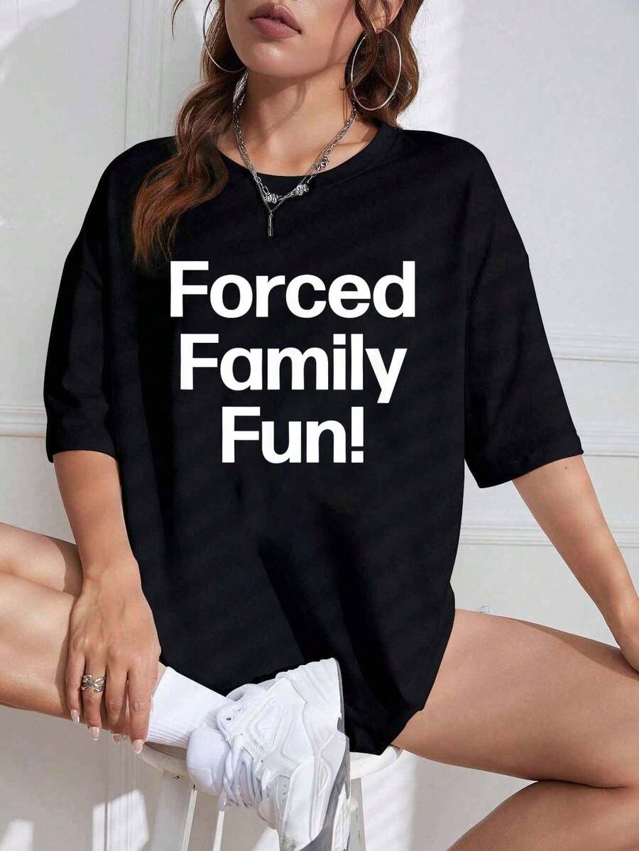 Camiseta 100% Algodón Unisex, Divertida, para Regalos de Boda Familiares, Estampado Moderno de Letras en Negro, Camisetas Gráficas Vintage, Ropa Casual, Ropa de Verano para Hombres y Mujeres - Negro - Ver 1