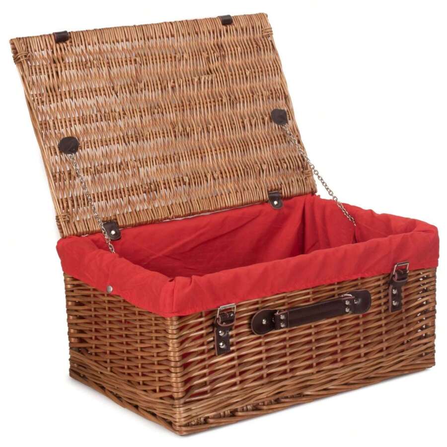 Red Hamper Cesta de picnic de mimbre doble de 36 cm con acabado vaporizado. - Rojo - Ver 1