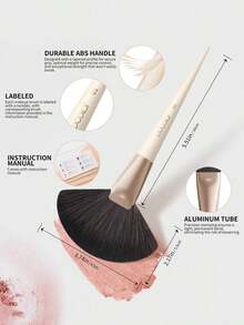 docolor 30 piezas Juego de brochas de maquillaje esenciales, que incluye 12 brochas para el rostro y 18 brochas para los ojos, con una guía detallada de uso profesional de las brochas de maquillaje, brocha para polvos, brocha para base, brocha para corrector, brocha para contorno y brocha para sombras de ojos - Champán - Ver 7