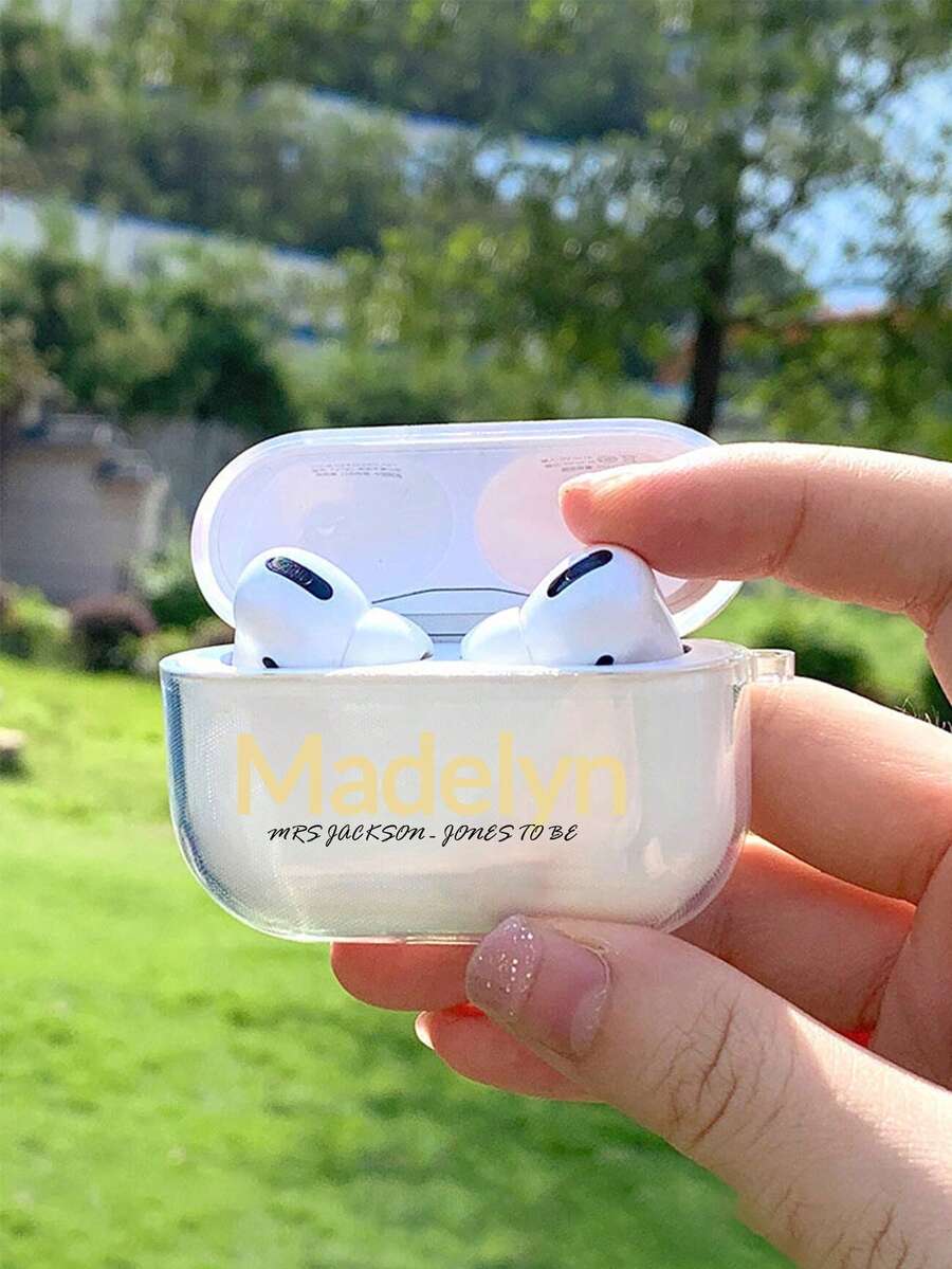 1 Peça Estojo Personalizado para Fone de Ouvido, Capa Protetora de Fone de Ouvido Macia de TPU, Estojo de Fone de Ouvido com Design Personalizado Unissex, Compatível com Fones de Ouvido Apple 1/2/3/4/Pro/Pro2, Elegante, Colorido, Minimalista, Kawaii, Personalizado, Único, Presente para Namorado - Transparente - Visão 1