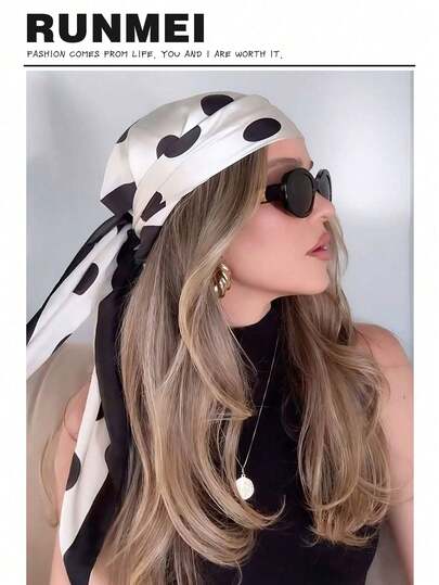 Khăn choàng satin chấm bi - Phụ kiện thời trang mùa hè tối giản, khăn choàng/thắt lưng/dây buộc tóc đa năng cho nữ, phụ kiện tóc mùa hè, băng đô đi biển, băng đô du lịch, khăn bandana cho nữ.