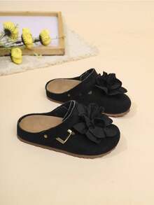 Girls/Kids' Casual Slip-On Flat Mule Sandals, Suitable For All Seasons - Black - View 6