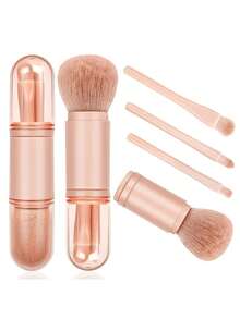 4pcs/Set 4-In-1 Makeup Brush Set, Including Face Highlighter Brush, Mini Eyeshadow Brush, Retractable Makeup Brush, Portable Travel Mini Powder Brush, Makeup Brush Set For Women, Makeup Brush Set, Makeup Brush Set, Makeup Brush Set, Complete Makeup Brushes, Makeup Brush Set, Complete Makeup Tools, Makeup Brush Set, Makeup Brush Set, Makeup Brush Gift Set - 八合一蓮藕色 - 查看 9