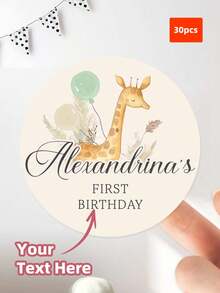1/30/60/120 Pcs Personalized Birthday Stickers, Birthday Photo Stickers, Suitable For Adults, Personalized Self-Adhesive Round Label Stickers With Photo And Text, Fashionable And Colorful, Ideal Unique Gift For Friends, Son, Daughter - Multicolor - View 38