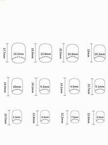 24pcs Short Almond Gradient Line Dot Heart Nail Stickers + 1pc Jelly Gel + 1pc Nail Buffer Block, Fashionable Girl Round Nails - Multicolor - View 9