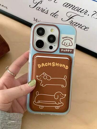 1 PC, Lovely Painting Line Skateboard Dachshund Magnetic Suction Stents Silica Gel Drop Following From Cortex Receive Card Package Stuck Is Suitable For The Soft Shell Iphone17 Iphone17promax/Iphone16 Pro Max/Iphone15 Pro/Iphone14 Iphone13/12/11, Suitable For Family/Friends/Sister/Girlfriend On Valentine's Day Gift/Gift Of Birthday Present/Mother's Day Gift/Thanksgiving