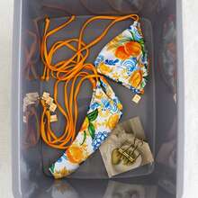Bộ bikini buộc cổ SunTide màu cam chanh và họa tiết gạch men, phong cách nghỉ dưỡng biển Địa Trung Hải tươi mát. - Nhiều màu - Xem 4