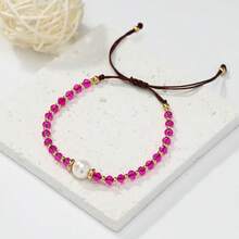 1. Vòng tay nữ bằng thủy tinh giả ngọc trai đơn giản, có thể điều chỉnh kích thước, thích hợp làm quà tặng. - vòng tay thủy tinh - Xem 16