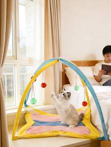 1pc Breathable Cartoon Bell Toy Bed, Multi-Functional Cat Toy For Cats To Play And Sleep, Suitable For All Cats, Great Christmas Or Birthday Gift To Keep Cats Entertained - Multicolor - View 3