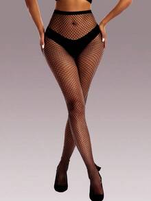 4pairs Women Hollow Out Fashionable Fishnet Goth Tights For Daily Life - 黑色 3 - 查看 7