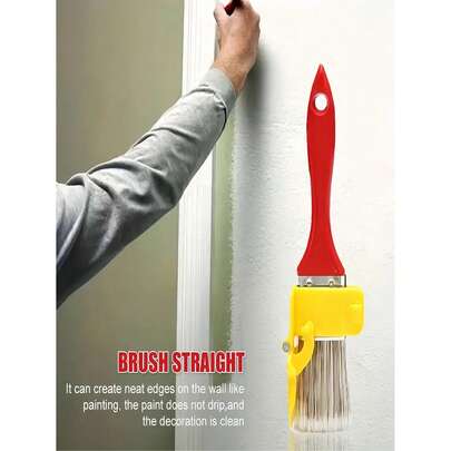 1pc Practical Precise Solid Color 2-In-1 Edging Brush Set, With Color Separation Guide, Durable Plastic Multi-Purpose DIY Lightweight Reusable Latex Paint Brush, Suitable For Walls, Trim, Windows, Ceilings, Home Decor, Paint Tools, Painting Brushes, Home Improvement Supplies, Great Gift For New Year, Valentine's Day, Mother's Day, Father's Day, Graduation, Back To School