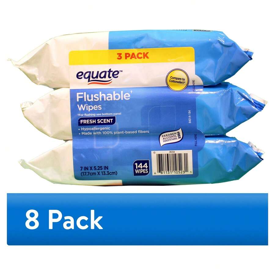Flushable Wet Wipes Fresh Scent 144 Count 3 Pack Compare To Cottonelle - 1 - View 1