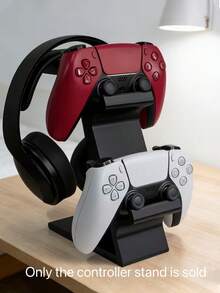 Game Controller Stand & Headphone Rack, A Storage Solution For Game Controllers And Headphones, Made Of Durable Plastic, Space-Saving Desktop Organizer For Multiple Models Controllers And Headphones, Minimalist Black And White Design - Multicolor - View 3
