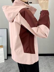 Chaqueta cortavientos de color block para mujer, para primavera y otoño, resistente al viento y al agua, ligera y transpirable, para deportes al aire libre, senderismo y montañismo, con mangas largas, color rosa - Rosa - Ver 10